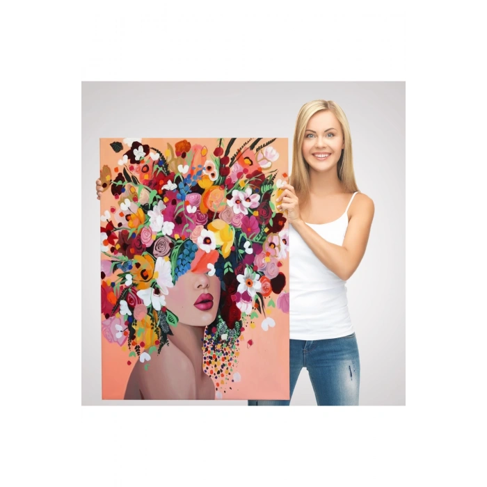 Çiçek Saçlı Kadın Dekoratif Kanvas Duvar Tablosu -6373