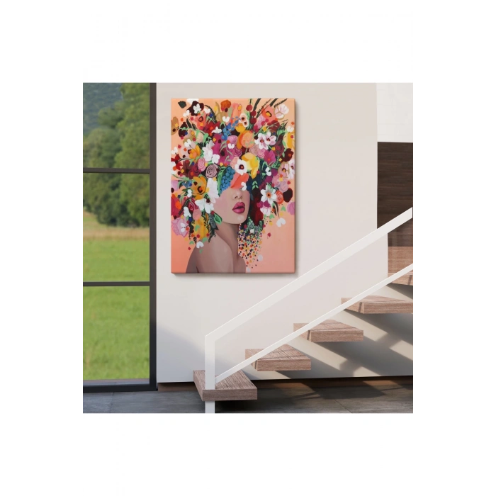 Çiçek Saçlı Kadın Dekoratif Kanvas Duvar Tablosu -6373