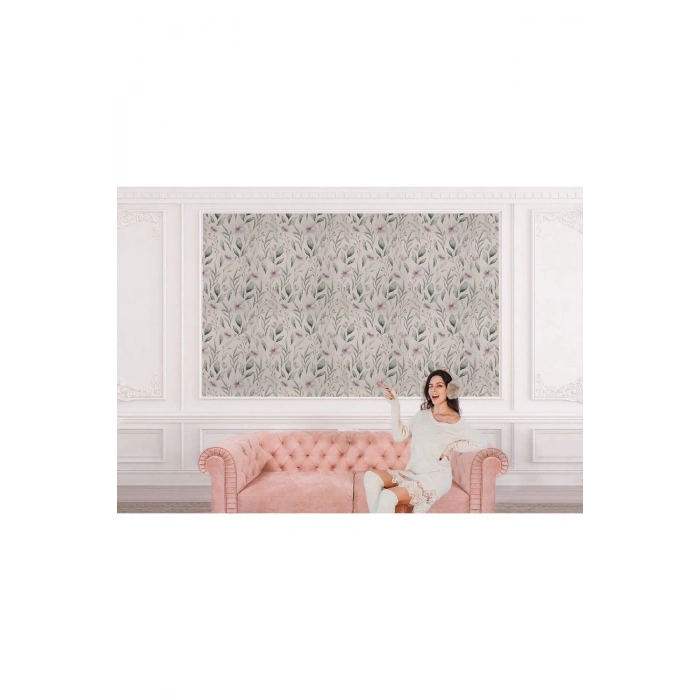 Çiçek ve Yaprak Desenli İskandinav Tarzı Duvar Kağıdı-5557