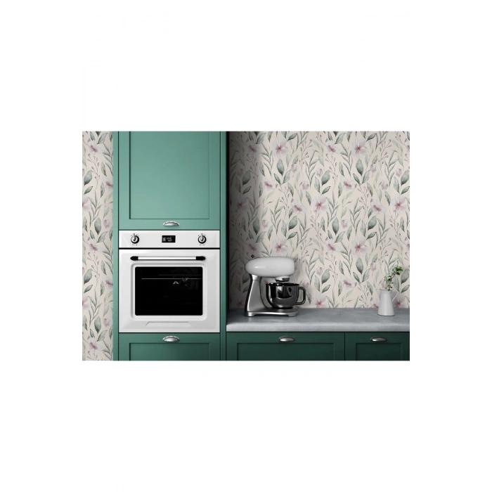 Çiçek ve Yaprak Desenli İskandinav Tarzı Duvar Kağıdı-5557