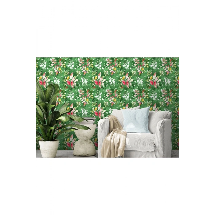 Çiçek ve Yaprak Desenli Tarzı Duvar Kağıdı-5576