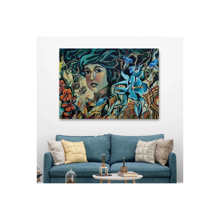 Çiçekler Arasındaki Kadın Duvar Tablosu-3729