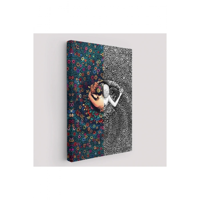 Çiçekler İçindeki Sevgililer Tablosu-6291