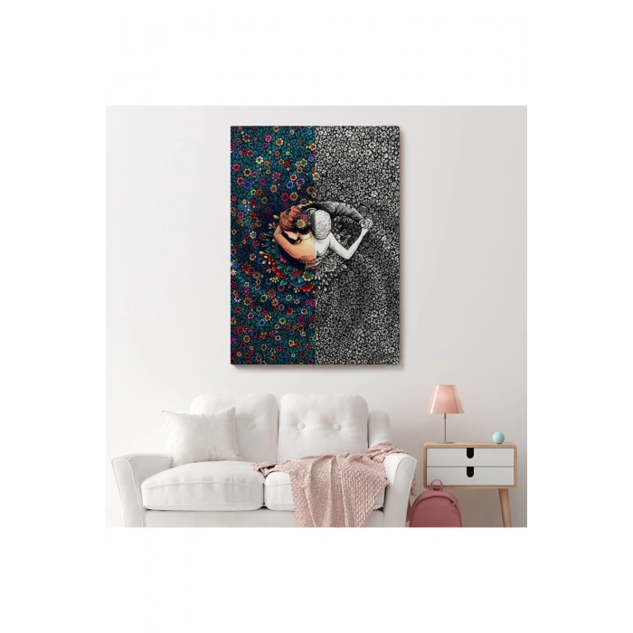 Çiçekler İçindeki Sevgililer Tablosu-6291