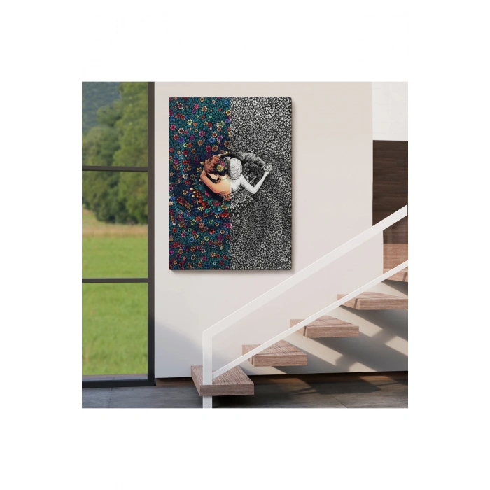 Çiçekler İçindeki Sevgililer Tablosu-6291