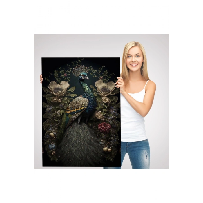 Çiçekler İçindeki Tavuz Kuşu Tablosu-6491