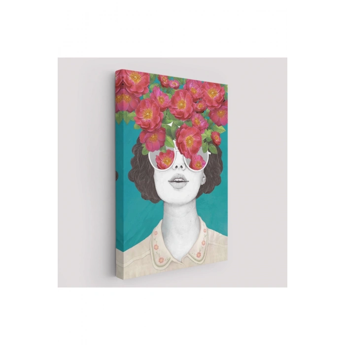 Çiçekler Saçan Optimist Kadın Tablosu-6269