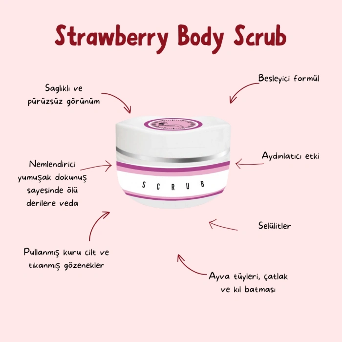 Çilek Aromalı Yenileyici Cilt ve Vücut Scrub Peeling