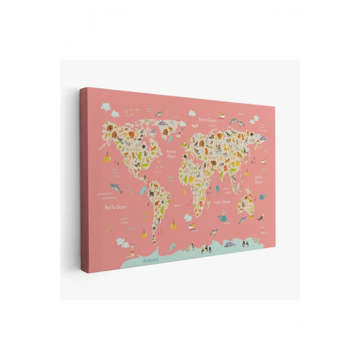 Cocuk Odası Hayvan Desenli Dekoratif Kanvas Tablo 1045