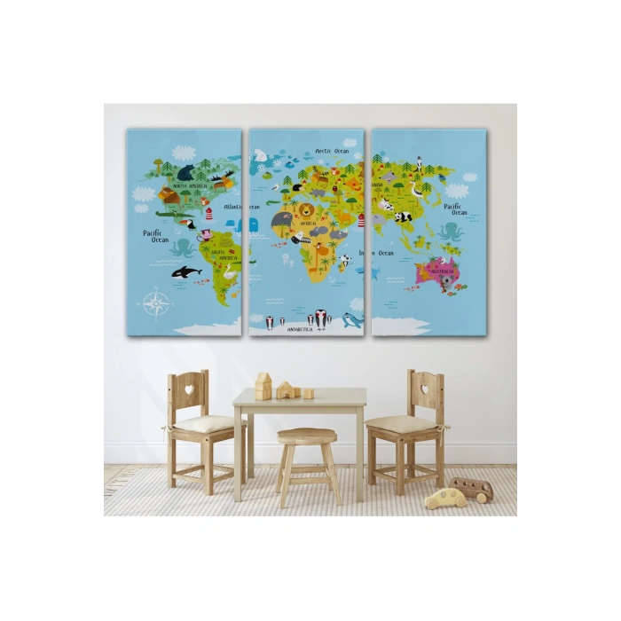 Çocuk Odası Hayvanlar Alemi Dünya Haritası 1007