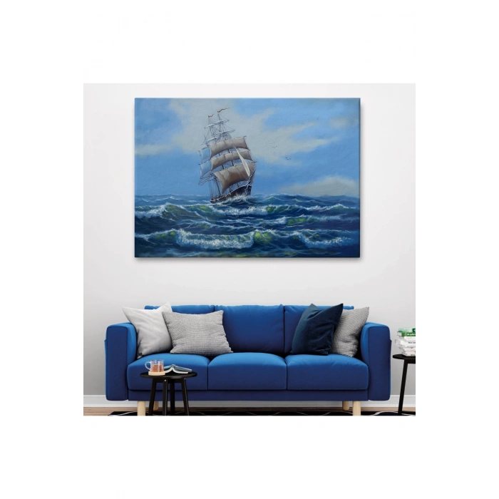 Dalgalı Okyanustaki Büyük Yelkenli Duvar Tablosu-1215