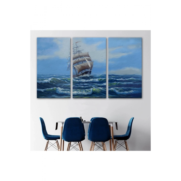 Dalgalı Okyanustaki Büyük Yelkenli Duvar Tablosu-1215