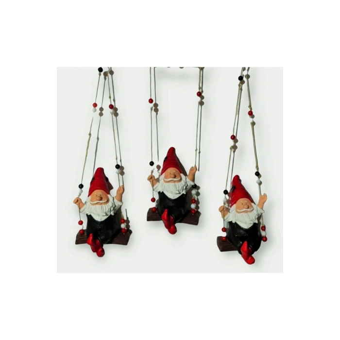 Dekoratif Sallanan Cüceler 3lü Set El Yapımı Balkon, Bahçe , Iç Mekan Dekor Biblo (13cm)