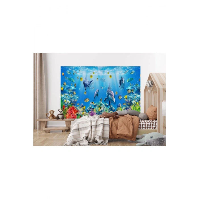 Deniz Altında Sevimli Yunus Balıkları Duvar Kağıdı-5614