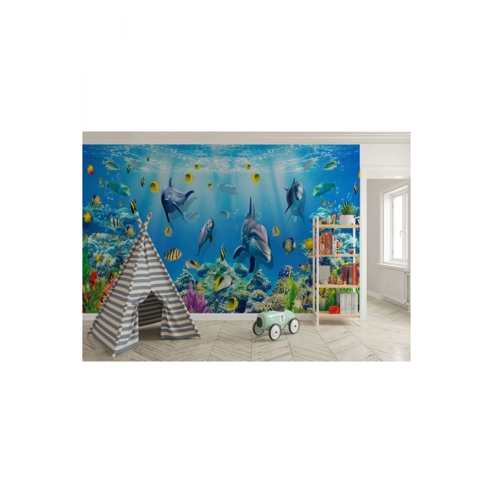 Deniz Altında Sevimli Yunus Balıkları Duvar Kağıdı-5614