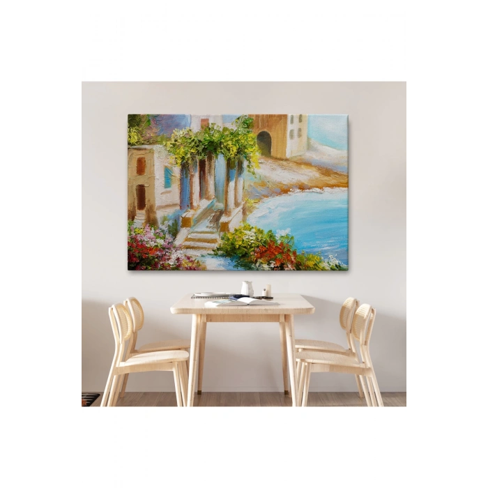 Denize Yakın Ev, Deniz Kıyısı, Rengarenk Çiçekler, Yaz Deniz Manzarası-1113