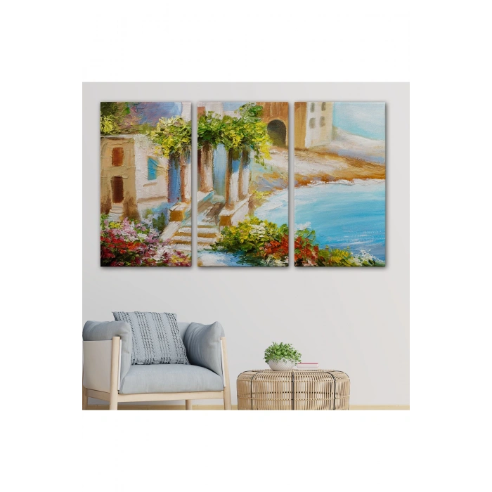 Denize Yakın Ev, Deniz Kıyısı, Rengarenk Çiçekler, Yaz Deniz Manzarası-1113