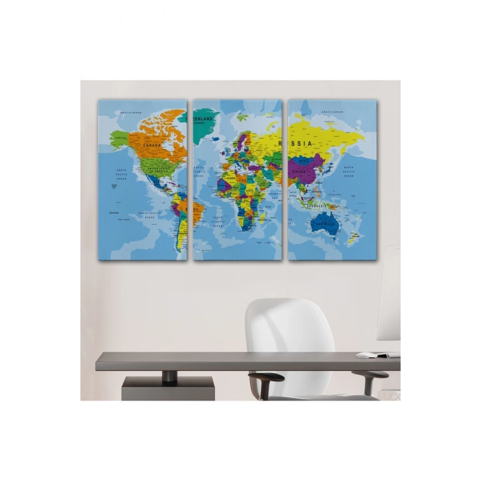 Detaylı Dünya Haritası Kanvas Tablo 1019