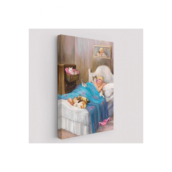 Dianne Dengein Kedi Sever Yaşlı Kadın Mutluluğun Resmi Tablosu-6383