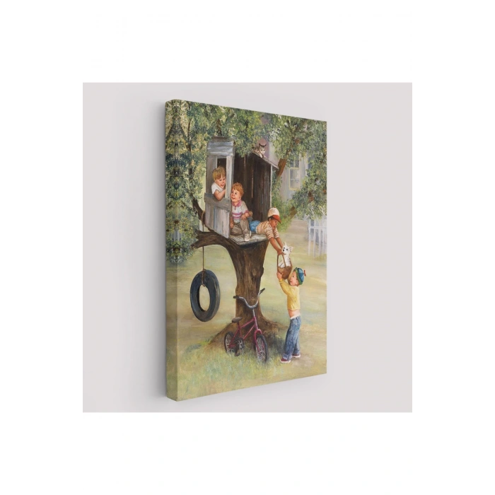 Dianne Dengel Ağaç Evde Oynayan Çocuklar Tablosu-6262