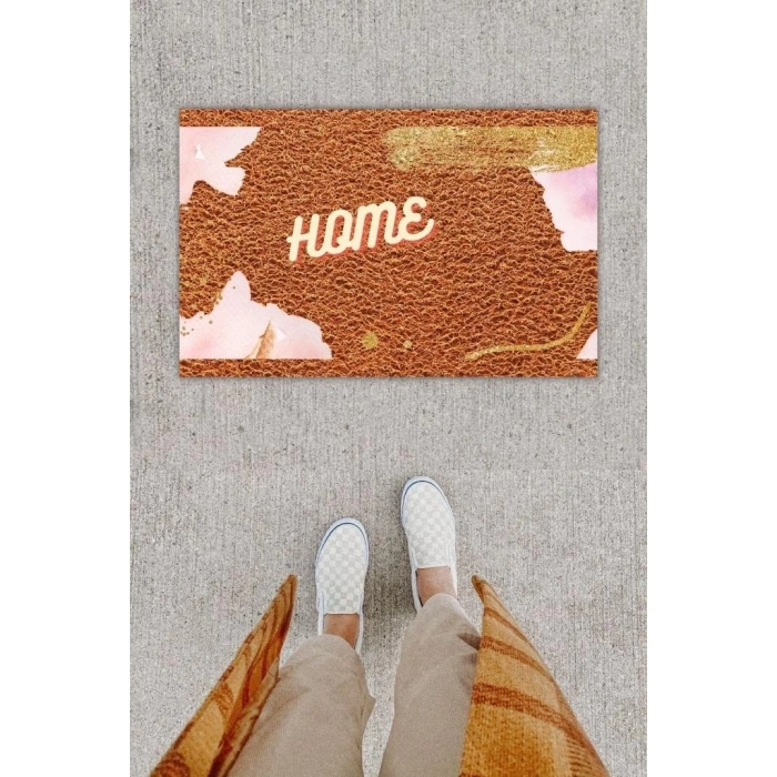 Dijital Baskı Dekoratif Home Kahverengi Kapı Önü Paspası K-1235