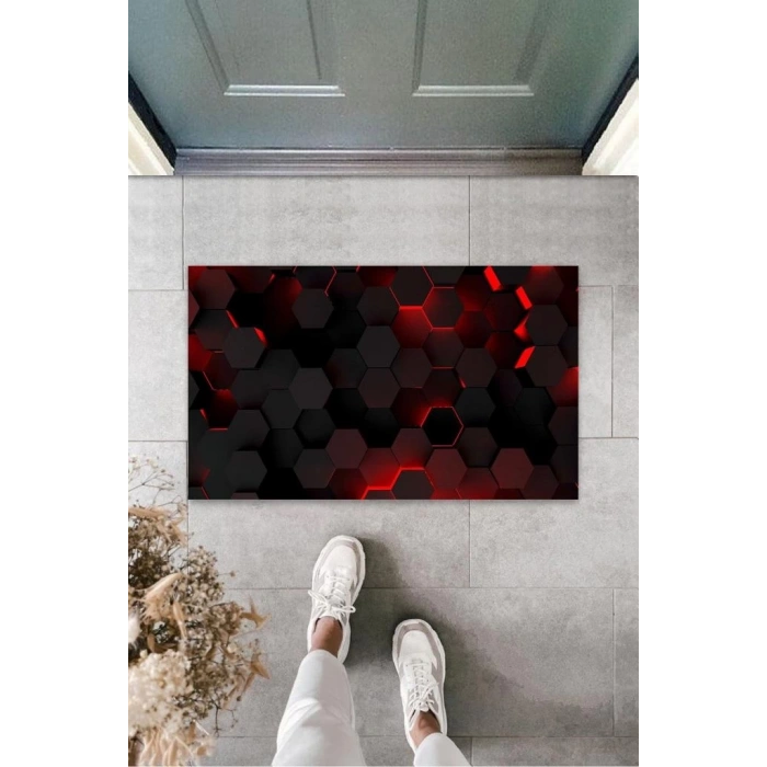 Dijital Baskı Siyah Petek Kapı Paspası