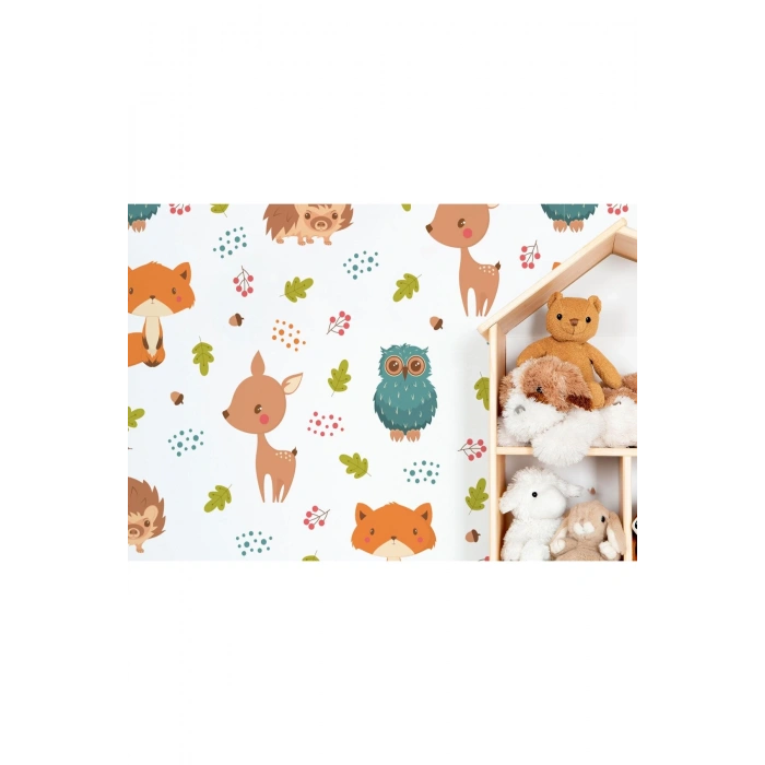 Doğa Hayvanları Temalı Öğretici Çocuk Odası Duvar Kağıdı-5718