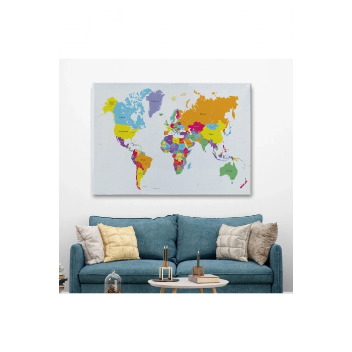 Dünya Haritası  Dekoratif Kanvas Tablo 1055