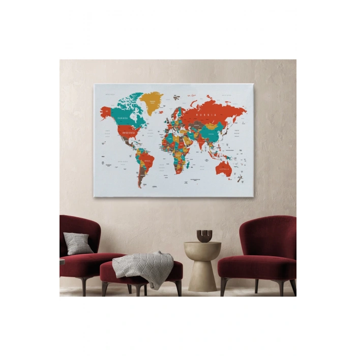 Dünya Haritası  Dekoratif Kanvas Tablo 1063