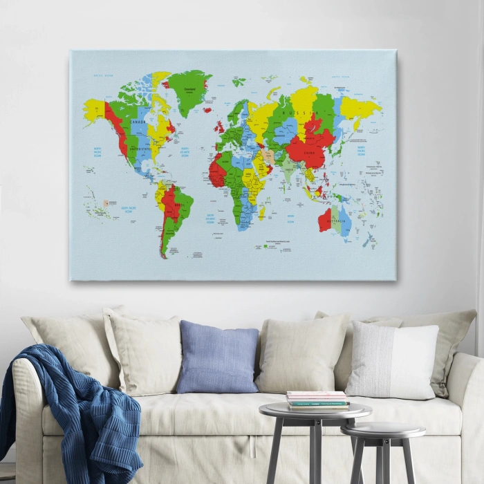 Dünya Haritası  Dekoratif Kanvas Tablo 1066