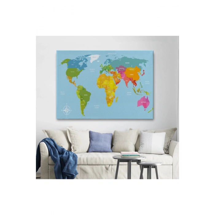Dünya Haritası  Dekoratif Kanvas Tablo 1072