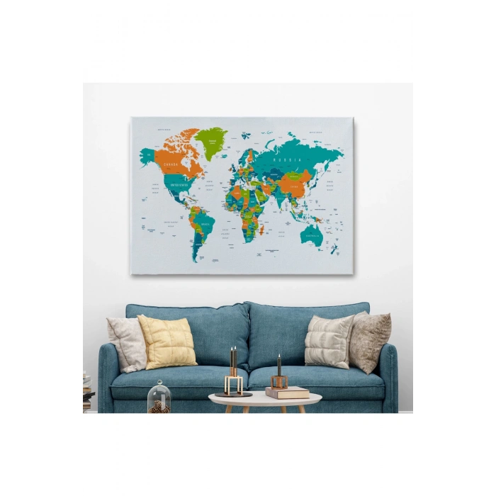 Dünya Haritası  Dekoratif Kanvas Tablo 1076