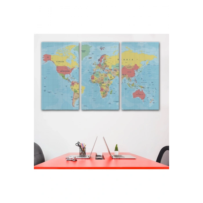 Dünya Haritası  Dekoratif Kanvas Tablo 1080