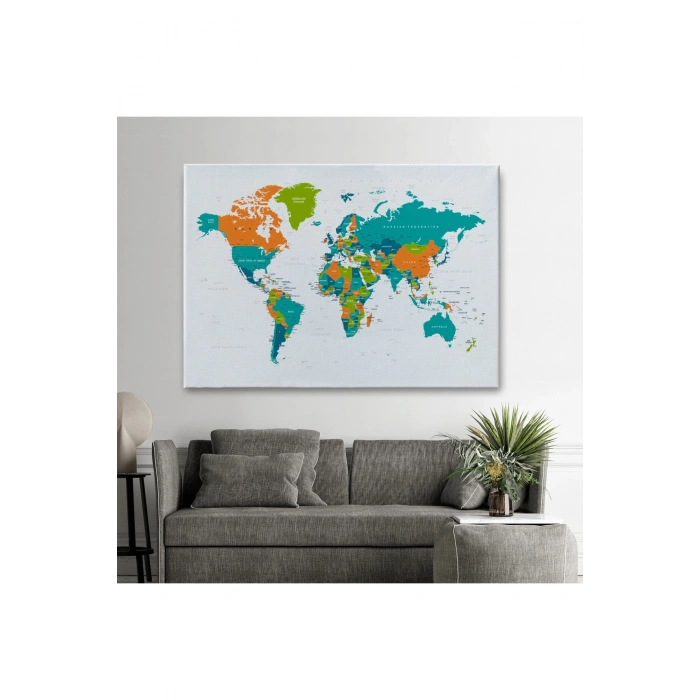 Dünya Haritası  Dekoratif Kanvas Tablo 1085