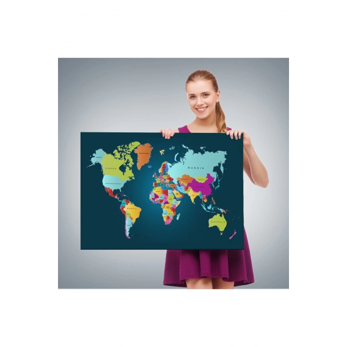 Dünya Haritası  Dekoratif Kanvas Tablo 1098