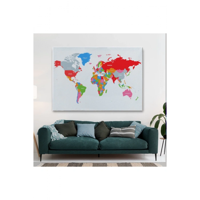 Dünya Haritası  Dekoratif Kanvas Tablo 1102