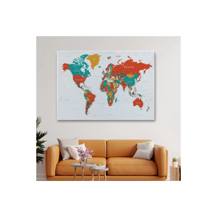 Dünya Haritası  Dekoratif Kanvas Tablo 1110