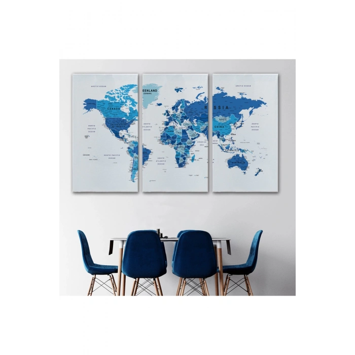 Dünya Haritası Dekoratif Kanvas Tablo Son Derece Detaylı ve Eğitici 1573