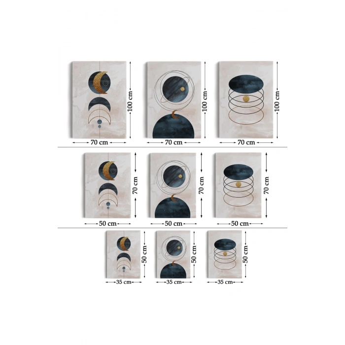 Duvar Tablo Seti 3 Parça Suluboya Soyut Sanat Koleksiyonu Dekoratif Tablo-AB-2