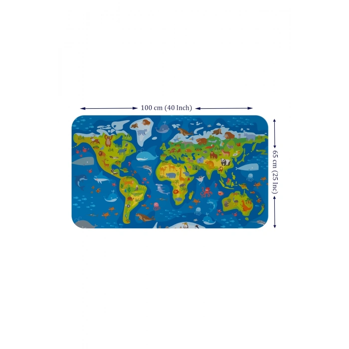 Eğitici Dünya Haritası Dünya Atlası Çocuk ve Bebek Odası Duvar Sticker-60x105-3774
