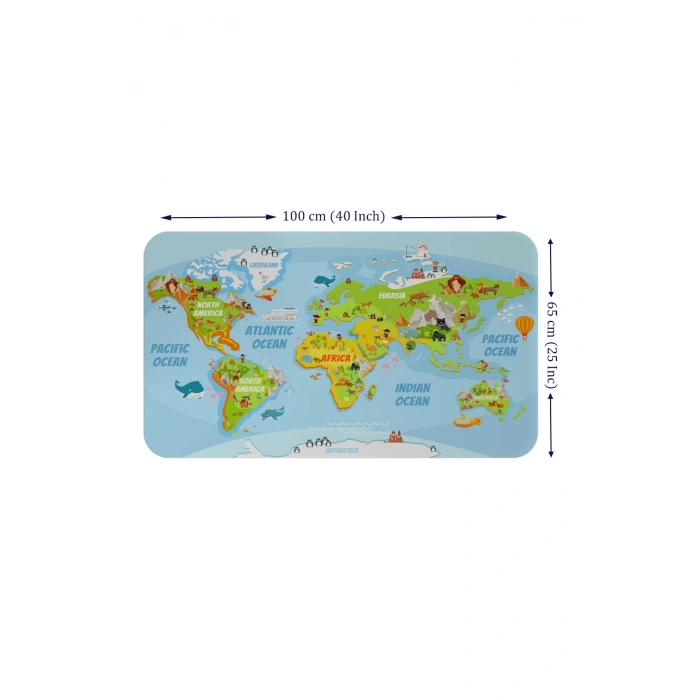 Eğitici Dünya Haritası Dünya Atlası Çocuk ve Bebek Odası Duvar Sticker-60x105-3778