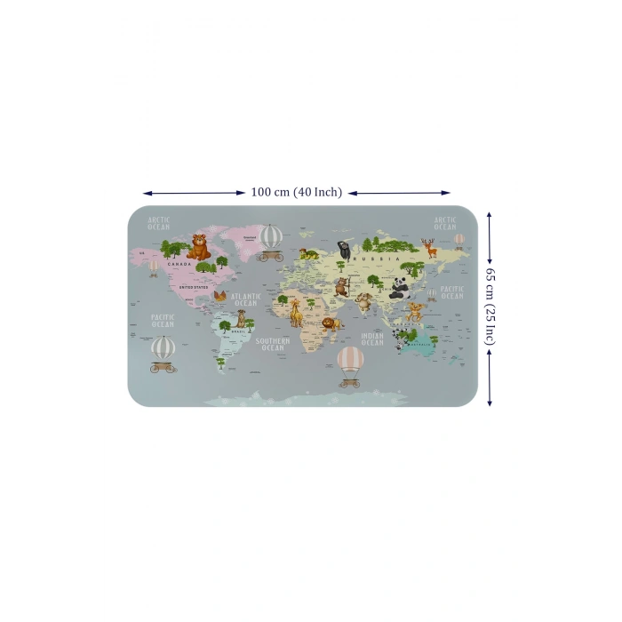 Eğitici Dünya Haritası Dünya Atlası Çocuk ve Bebek Odası Duvar Sticker -60x105-3816