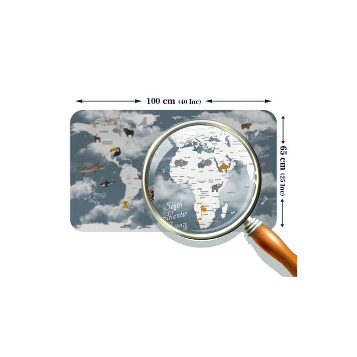 Eğitici Dünya Haritası Dünya Atlası Çocuk ve Bebek Odası Duvar Sticker -60x105-3818
