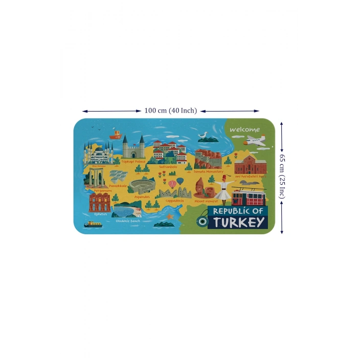 Eğitici ve Öğretici Cocuk Odası Türkiye Haritası Duvar Sticker-60x105-3871