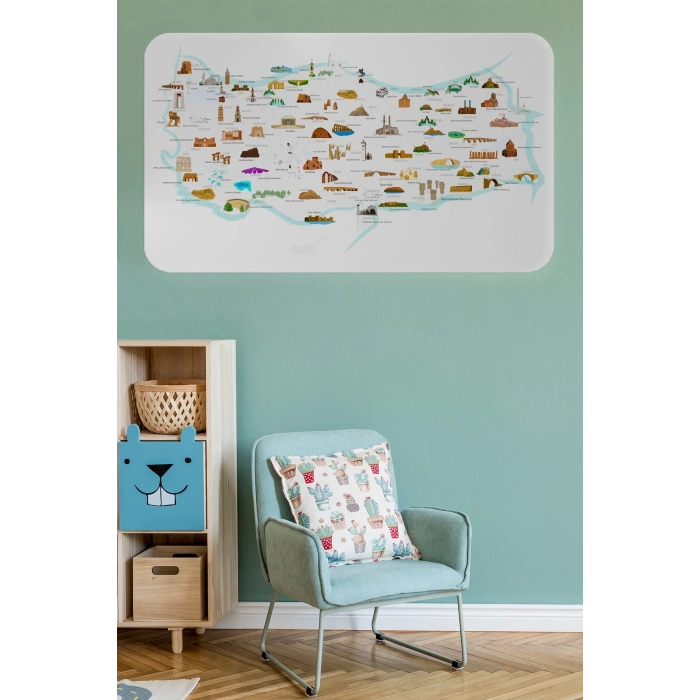 Eğitici ve Öğretici Cocuk Odası Türkiye Haritası Duvar Sticker-60x105-3880