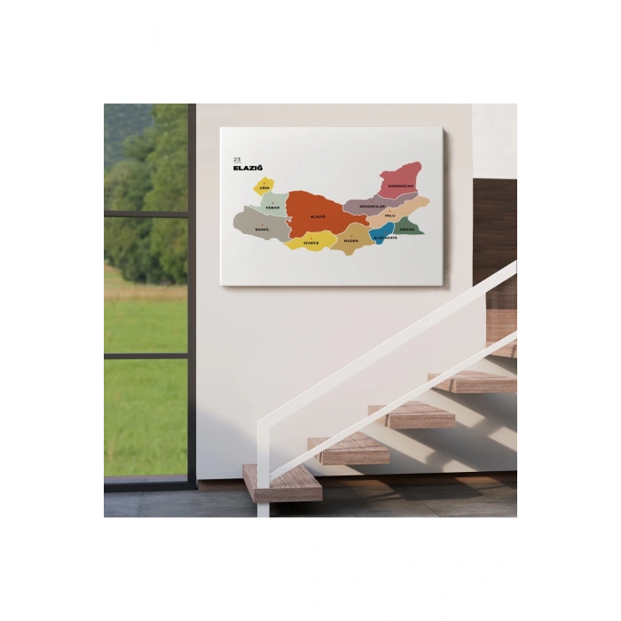 Elazığ  İli ve İlçeler Haritası  Dekoratif Kanvas Tablo 1331