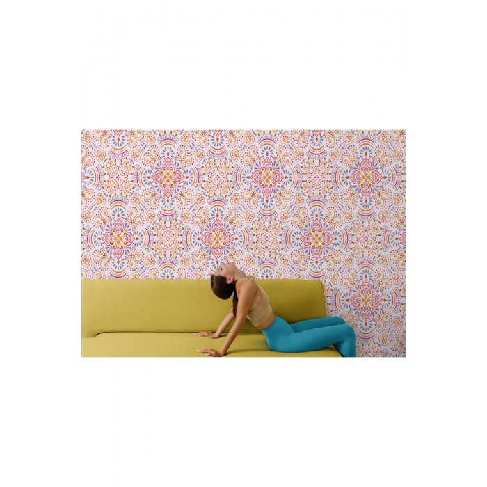 Etnik Desenli Duvar Kağıdı Renkli Mandala Duvar Kağıdı-5646