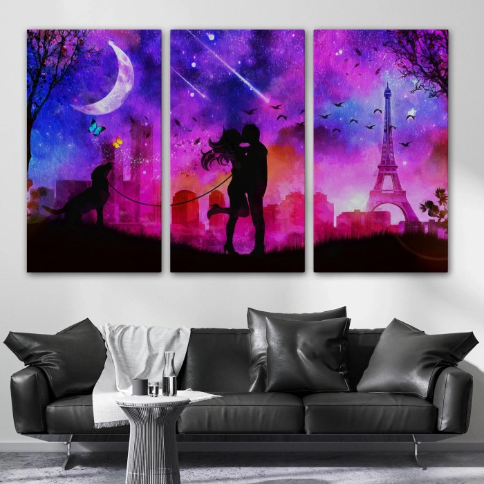 Eyfel Kulesi Önünde Öpüşen Çift Duvar Tablosu-1224