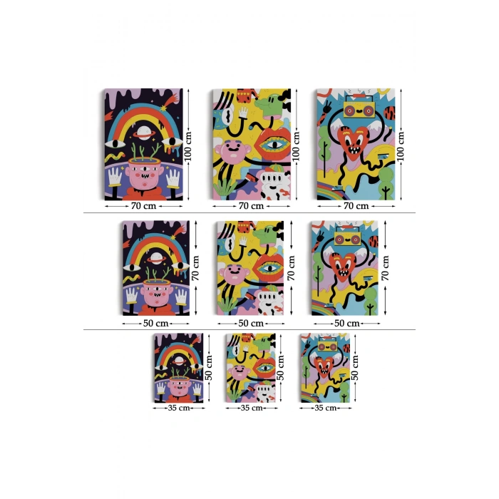 Eylenceli Genç Odası Dekoratif Duvar Tablosu Üçlü Set-EÖ-114