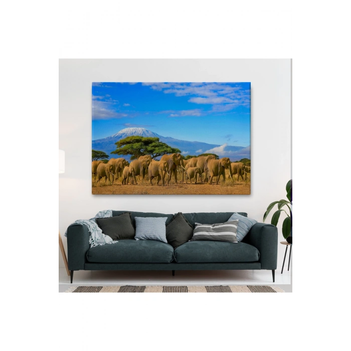 Fil Sürüsü Dekoratif Kanvas Tablo 1143